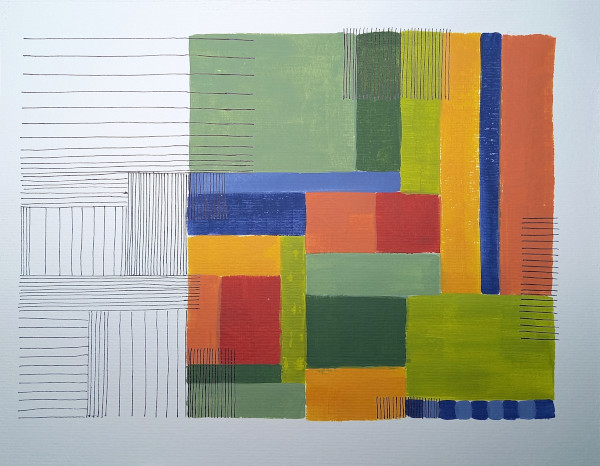 o.T. (Flächen und Linien), ca. 20 x 28 cm, Acrylfarbe und Fineliner auf Aquarellpapier